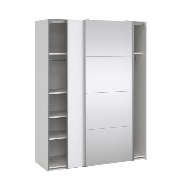 Guardaroba 2 ante Seraphine, Mobile camera da letto, Cabina armadio portabiti, Armadio appendiabiti, 150x61 h200 cm, Bianco lucido