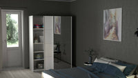 Guardaroba 2 ante Seraphine, Mobile camera da letto, Cabina armadio portabiti, Armadio appendiabiti, 150x61 h200 cm, Bianco lucido