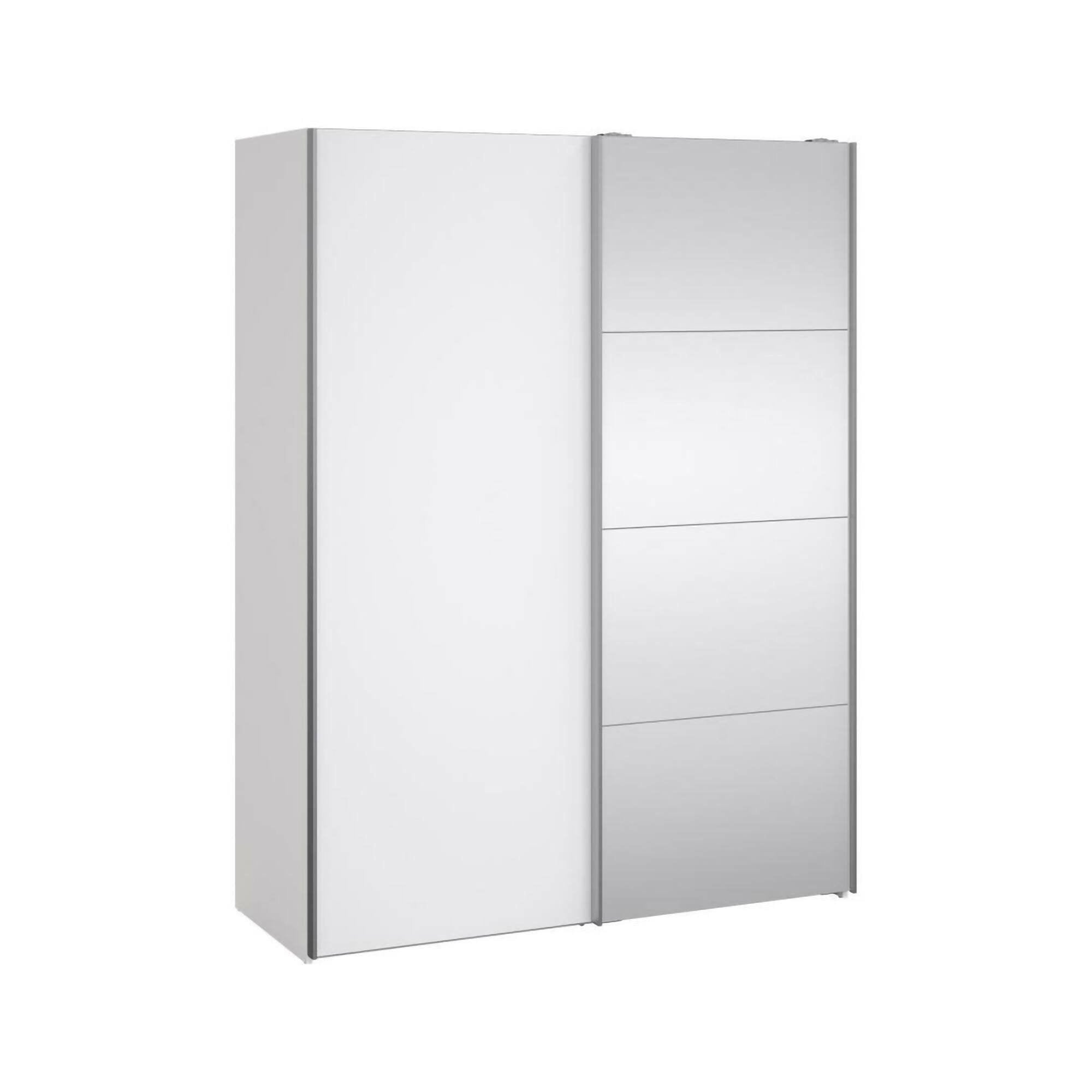 Guardaroba 2 ante Seraphine, Mobile camera da letto, Cabina armadio portabiti, Armadio appendiabiti, 150x61 h200 cm, Bianco lucido