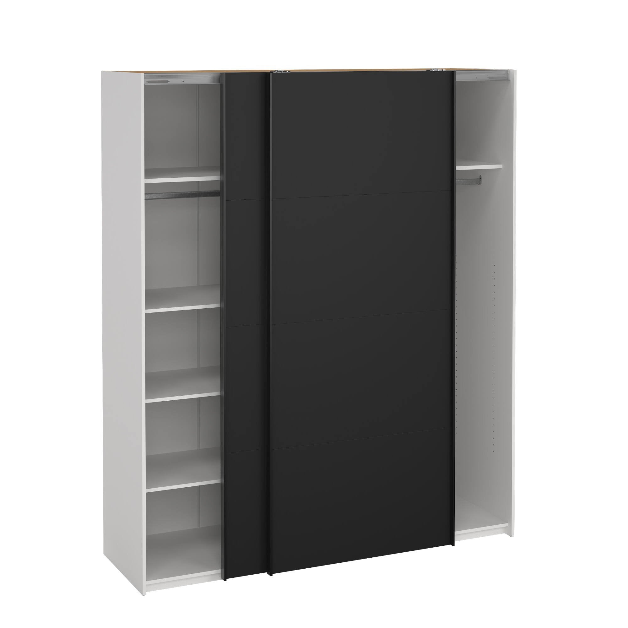 Guardaroba 2 ante Taxus, Mobile camera da letto, Cabina armadio portabiti, Armadio appendiabiti, 182x61 h220 cm, Bianco e Nero