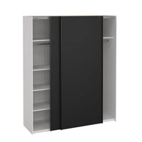 Guardaroba 2 ante Taxus, Mobile camera da letto, Cabina armadio portabiti, Armadio appendiabiti, 182x61 h220 cm, Bianco e Nero