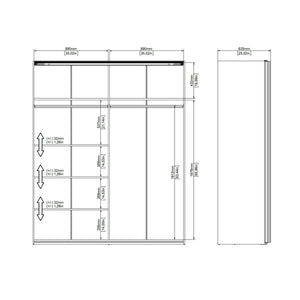 Guardaroba 2 ante Taxus, Mobile camera da letto, Cabina armadio portabiti, Armadio appendiabiti, 182x61 h220 cm, Bianco e Nero
