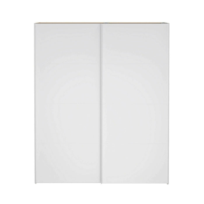 Guardaroba 2 ante Taxus, Mobile camera da letto, Cabina armadio portabiti, Armadio appendiabiti, 182x61 h220 cm, Bianco lucido