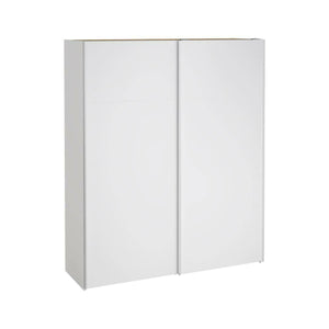 Guardaroba 2 ante Taxus, Mobile camera da letto, Cabina armadio portabiti, Armadio appendiabiti, 182x61 h220 cm, Bianco lucido