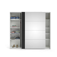 Guardaroba 2 ante Catalina, Mobile camera da letto, Cabina armadio portabiti, Armadio appendiabiti, 243x61 h220 cm, Bianco e Nero