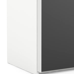 Guardaroba 2 ante Catalina, Mobile camera da letto, Cabina armadio portabiti, Armadio appendiabiti, 243x61 h220 cm, Bianco e Nero