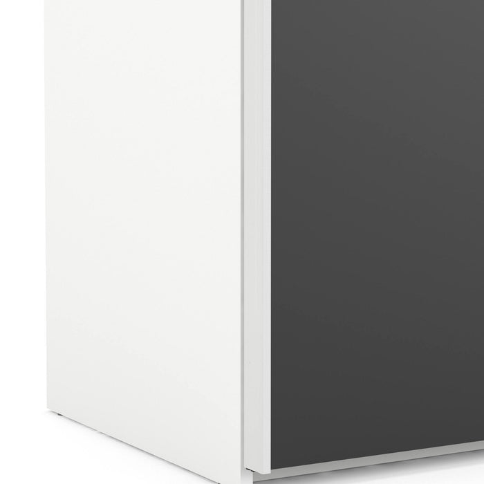 Guardaroba 2 ante Catalina, Mobile camera da letto, Cabina armadio portabiti, Armadio appendiabiti, 243x61 h220 cm, Bianco e Nero