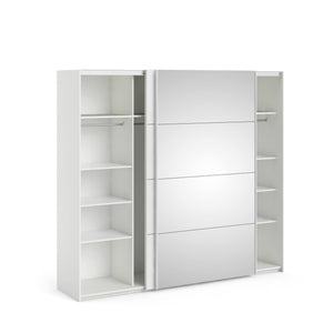 Guardaroba 2 ante Catalina, Mobile camera da letto, Cabina armadio portabiti, Armadio appendiabiti, 243x61 h220 cm, Bianco lucido