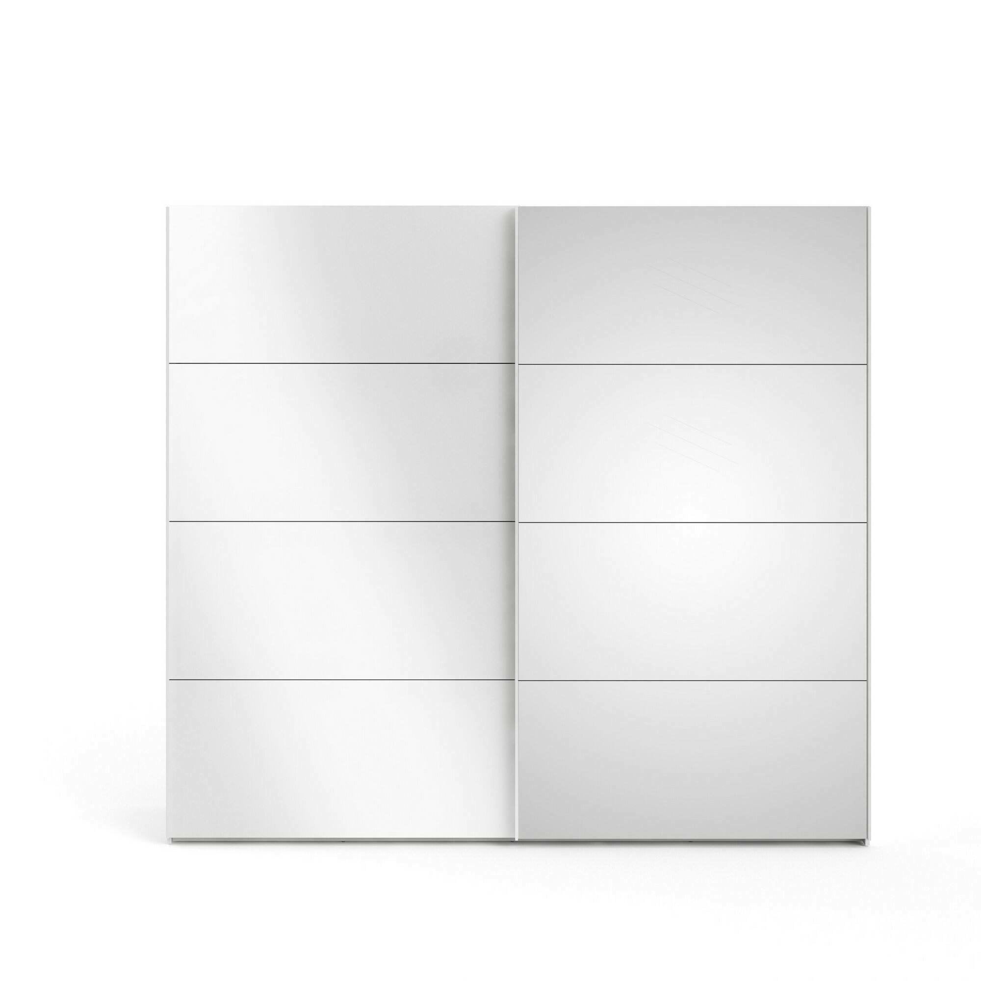 Guardaroba 2 ante Catalina, Mobile camera da letto, Cabina armadio portabiti, Armadio appendiabiti, 243x61 h220 cm, Bianco lucido