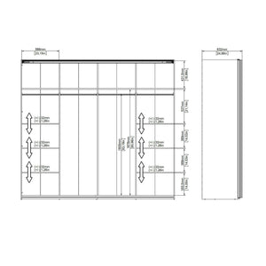 Guardaroba 2 ante Catalina, Mobile camera da letto, Cabina armadio portabiti, Armadio appendiabiti, 243x61 h220 cm, Bianco lucido