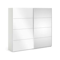 Guardaroba 2 ante Catalina, Mobile camera da letto, Cabina armadio portabiti, Armadio appendiabiti, 243x61 h220 cm, Bianco lucido