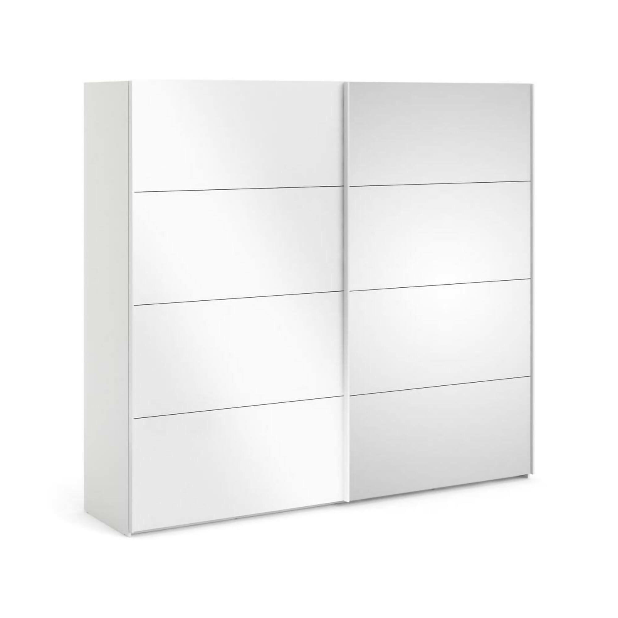 Guardaroba 2 ante Catalina, Mobile camera da letto, Cabina armadio portabiti, Armadio appendiabiti, 243x61 h220 cm, Bianco lucido