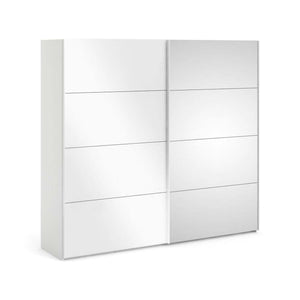 Guardaroba 2 ante Catalina, Mobile camera da letto, Cabina armadio portabiti, Armadio appendiabiti, 243x61 h220 cm, Bianco lucido