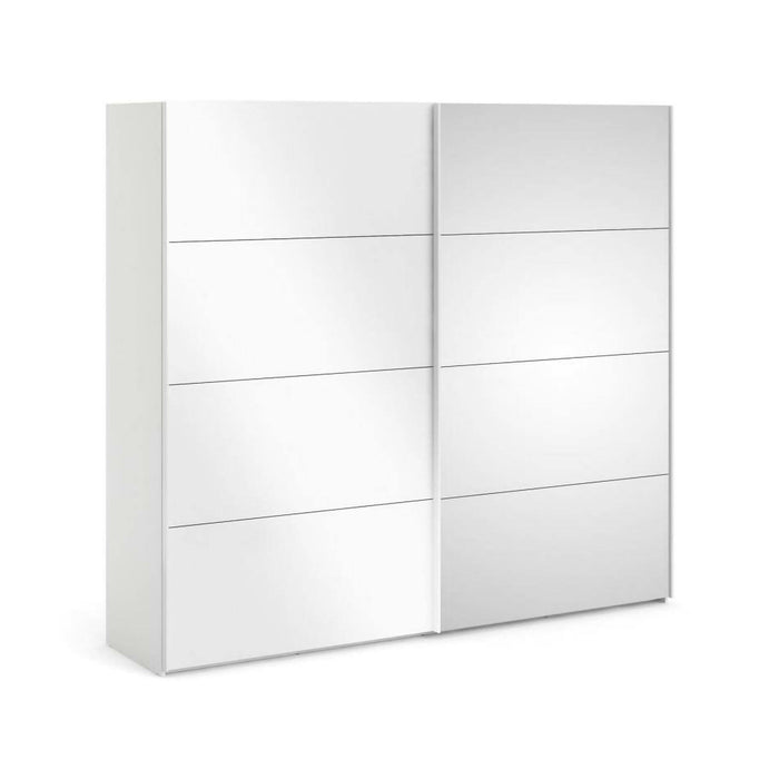 Guardaroba 2 ante Catalina, Mobile camera da letto, Cabina armadio portabiti, Armadio appendiabiti, 243x61 h220 cm, Bianco lucido