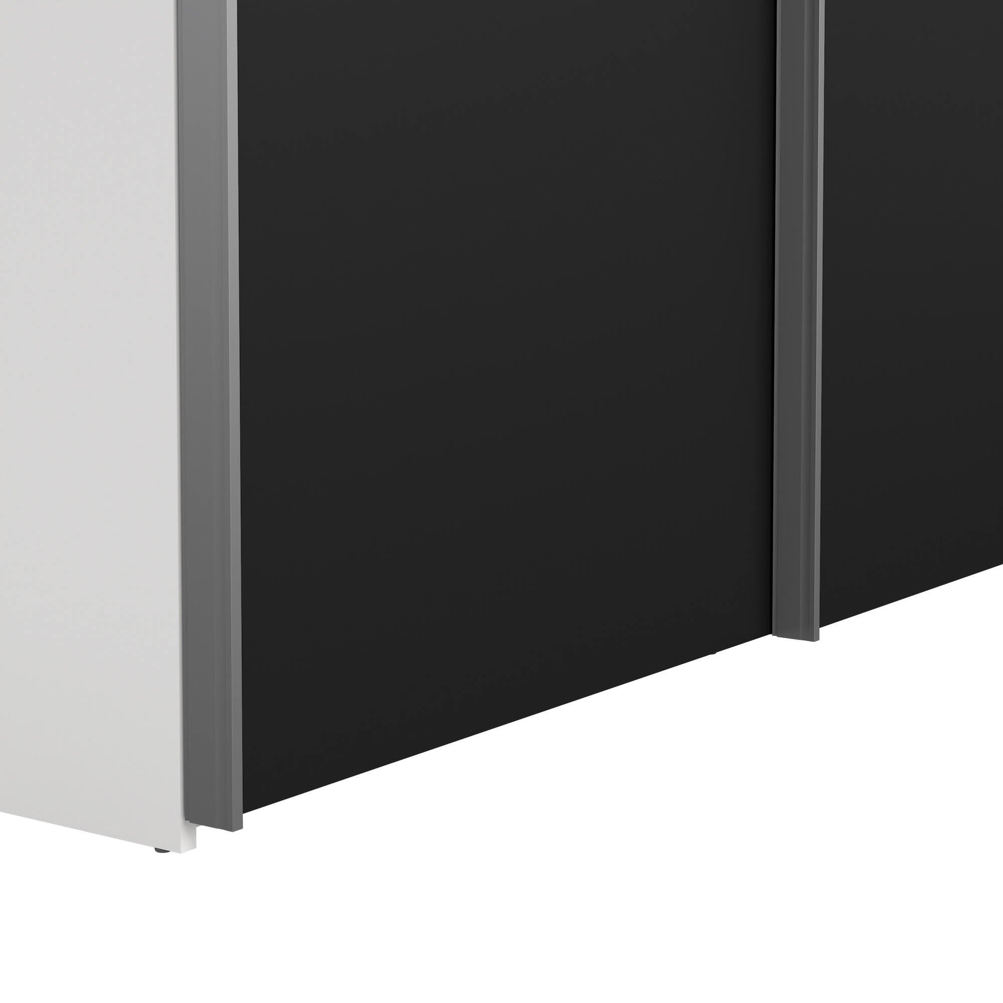 Guardaroba 2 ante Maurice, Mobile camera da letto, Cabina armadio portabiti, Armadio appendiabiti, 150x61 h200 cm, Bianco e Nero