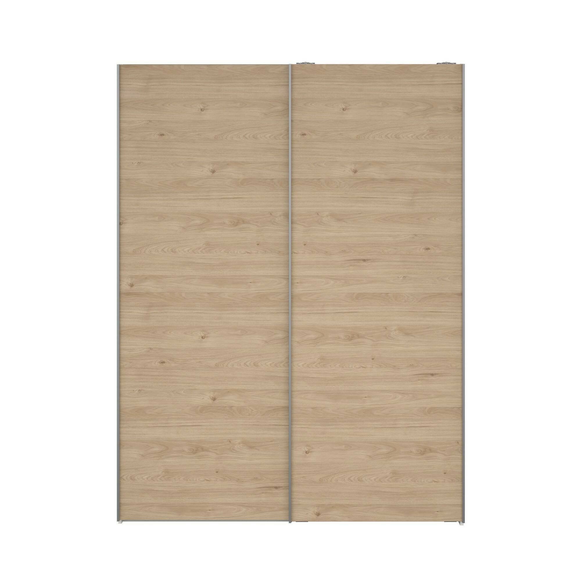 Guardaroba 2 ante Maurice, Mobile camera da letto, Cabina armadio portabiti, Armadio appendiabiti, 150x61 h200 cm, Bianco e Rovere