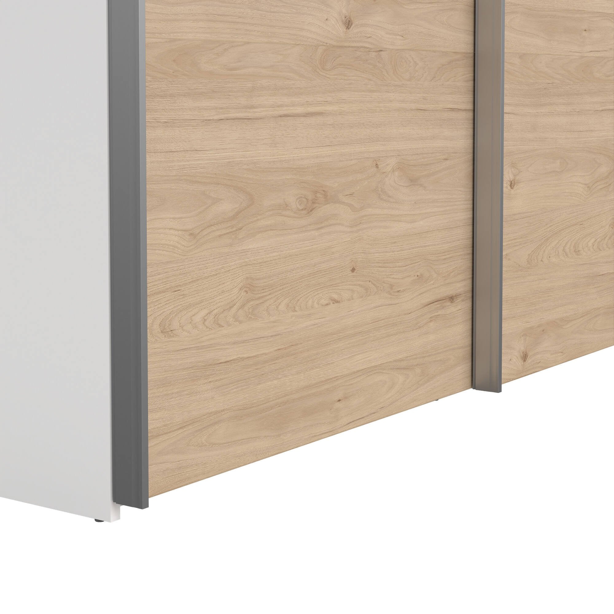 Guardaroba 2 ante Maurice, Mobile camera da letto, Cabina armadio portabiti, Armadio appendiabiti, 150x61 h200 cm, Bianco e Rovere