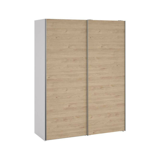 Guardaroba 2 ante Maurice, Mobile camera da letto, Cabina armadio portabiti, Armadio appendiabiti, 150x61 h200 cm, Bianco e Rovere