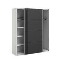 Guardaroba 2 ante Paeng, Mobile camera da letto, Cabina armadio portabiti, Armadio appendiabiti, 182x61 h220 cm, Bianco e Nero