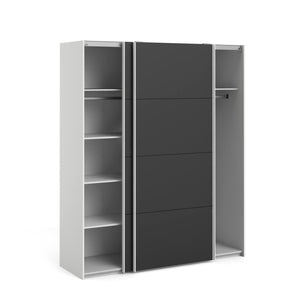 Guardaroba 2 ante Paeng, Mobile camera da letto, Cabina armadio portabiti, Armadio appendiabiti, 182x61 h220 cm, Bianco e Nero