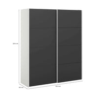 Guardaroba 2 ante Paeng, Mobile camera da letto, Cabina armadio portabiti, Armadio appendiabiti, 182x61 h220 cm, Bianco e Nero