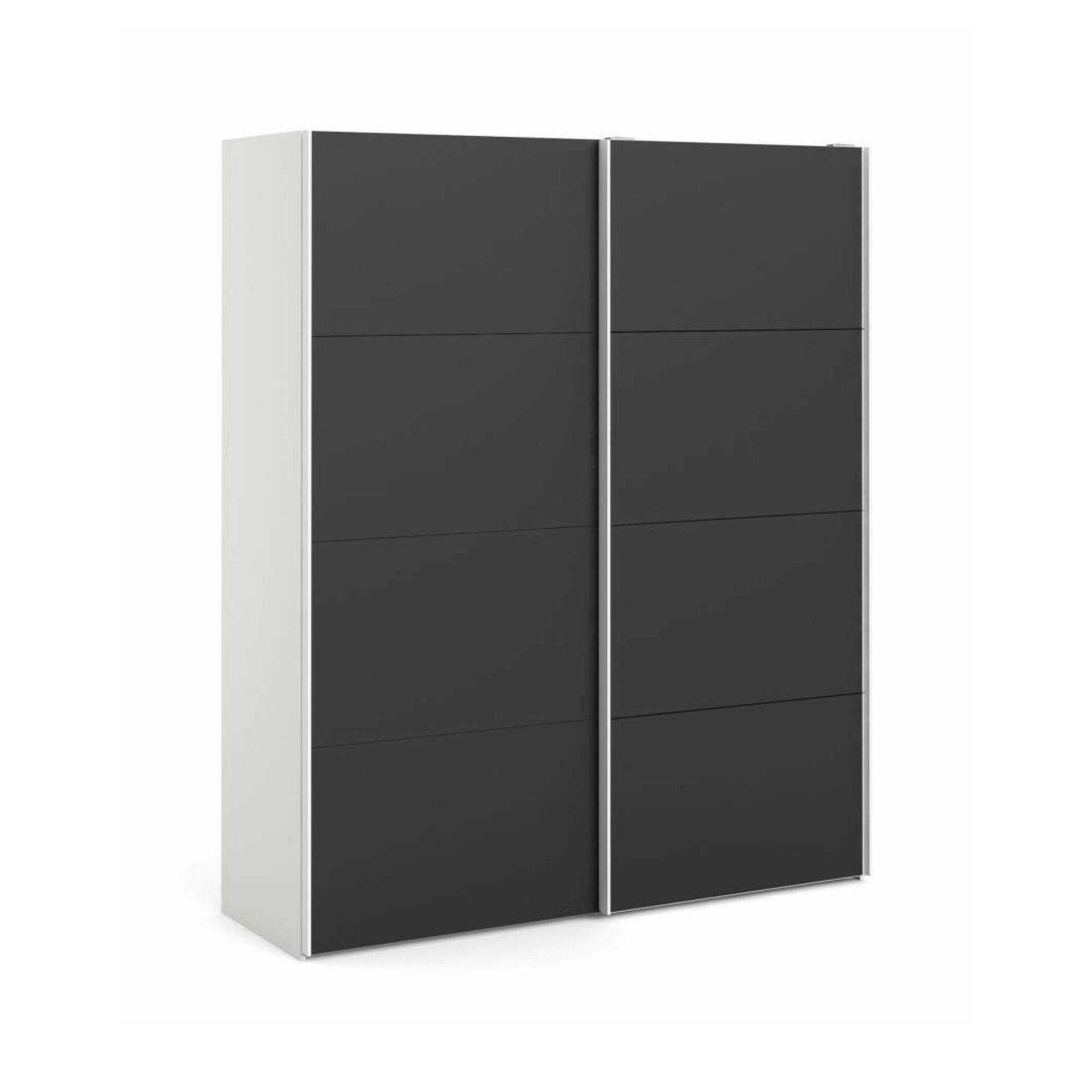 Guardaroba 2 ante Paeng, Mobile camera da letto, Cabina armadio portabiti, Armadio appendiabiti, 182x61 h220 cm, Bianco e Nero