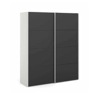 Guardaroba 2 ante Paeng, Mobile camera da letto, Cabina armadio portabiti, Armadio appendiabiti, 182x61 h220 cm, Bianco e Nero