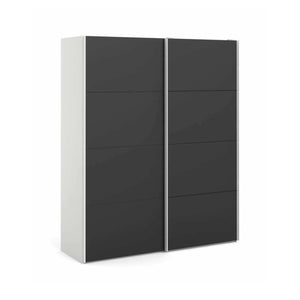 Guardaroba 2 ante Paeng, Mobile camera da letto, Cabina armadio portabiti, Armadio appendiabiti, 182x61 h220 cm, Bianco e Nero