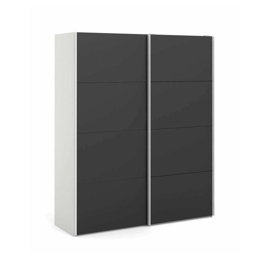 Guardaroba 2 ante Paeng, Mobile camera da letto, Cabina armadio portabiti, Armadio appendiabiti, 182x61 h220 cm, Bianco e Nero