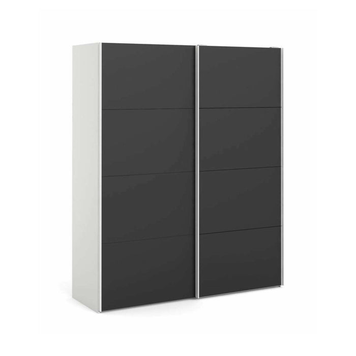 Guardaroba 2 ante Paeng, Mobile camera da letto, Cabina armadio portabiti, Armadio appendiabiti, 182x61 h220 cm, Bianco e Nero