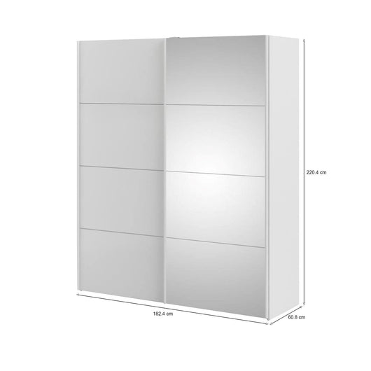 Guardaroba 2 ante Seraphin, Mobile camera da letto, Cabina armadio portabiti, Armadio appendiabiti, 182x61 h220 cm, Bianco lucido