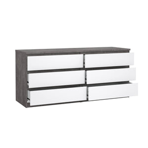 Credenza Abacadabra, Buffet da soggiorno, Madia da salotto, Dispensa da cucina, 154x50 h70 cm, Cemento e Bianco lucido