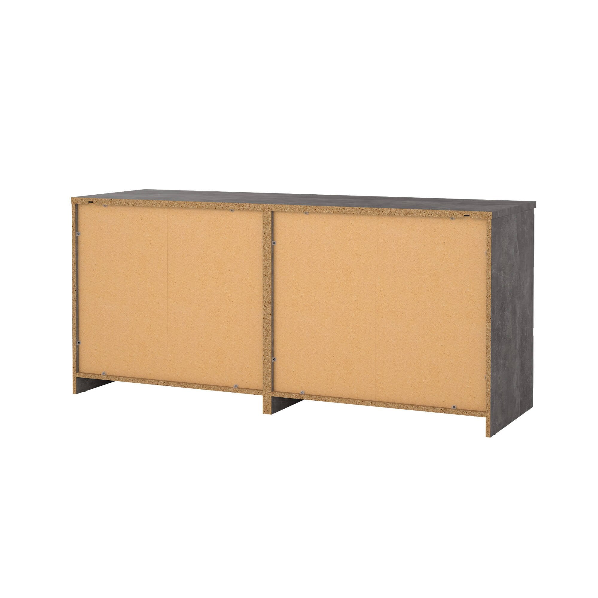 Credenza Abacadabra, Buffet da soggiorno, Madia da salotto, Dispensa da cucina, 154x50 h70 cm, Cemento e Bianco lucido