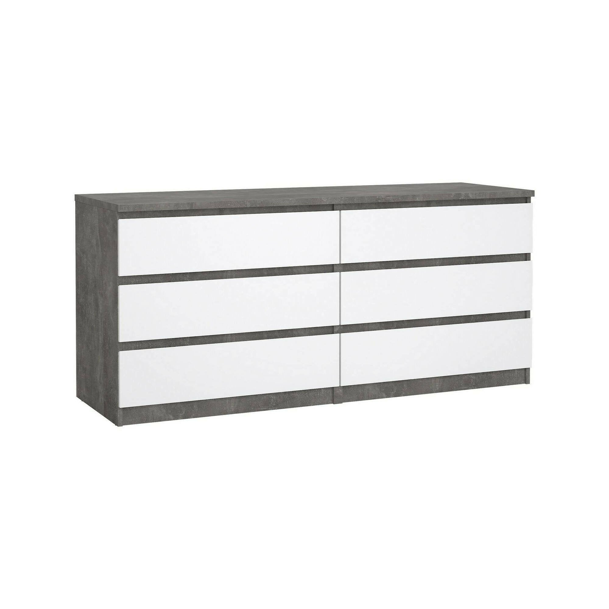 Credenza Abacadabra, Buffet da soggiorno, Madia da salotto, Dispensa da cucina, 154x50 h70 cm, Cemento e Bianco lucido