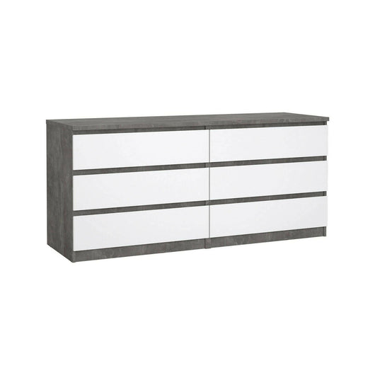 Credenza Abacadabra, Buffet da soggiorno, Madia da salotto, Dispensa da cucina, 154x50 h70 cm, Cemento e Bianco lucido