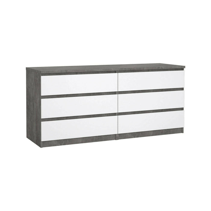 Credenza Abacadabra, Buffet da soggiorno, Madia da salotto, Dispensa da cucina, 154x50 h70 cm, Cemento e Bianco lucido