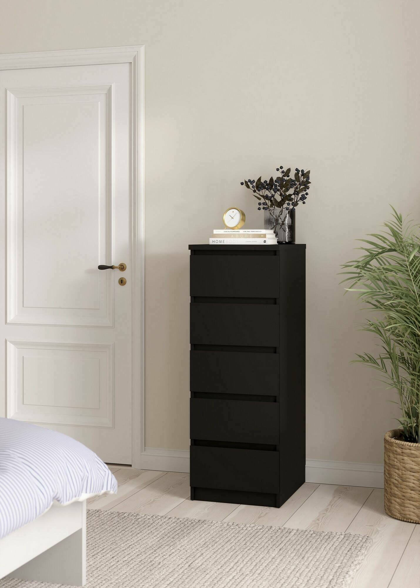 Cassettiera Achaldi, Settimino multiuso, Comò camera da letto, Mobile con cassetti, 50x40 h111 cm, Nero