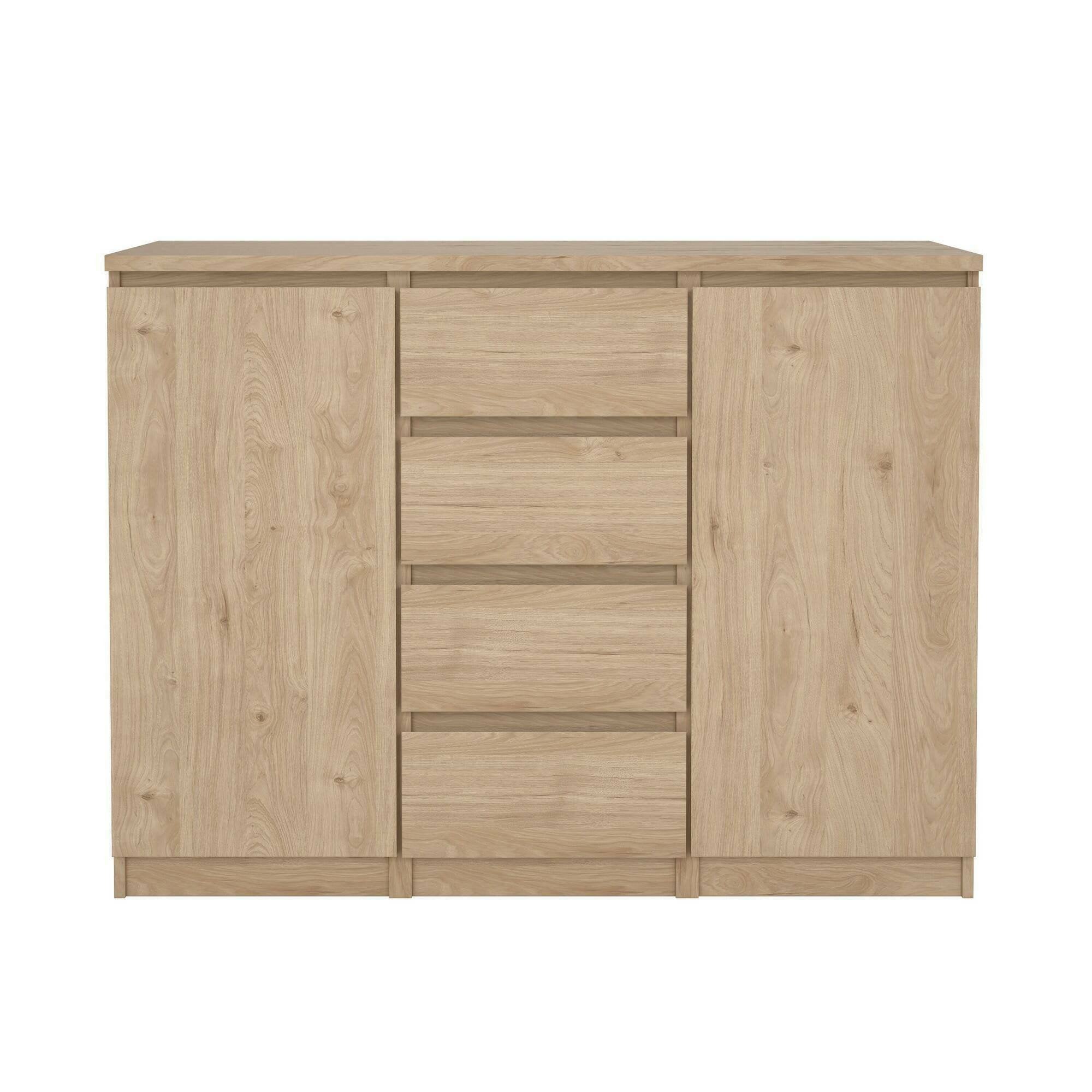 Credenza Angelika, Buffet da soggiorno, Madia da salotto, Dispensa da cucina, 121x50 h91 cm, Rovere