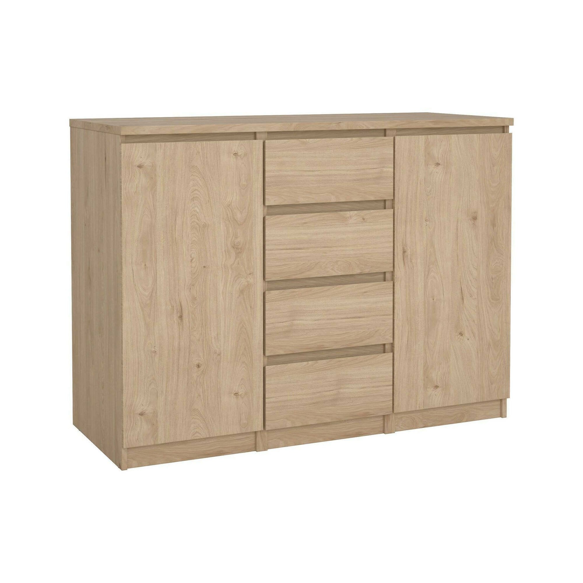 Credenza Angelika, Buffet da soggiorno, Madia da salotto, Dispensa da cucina, 121x50 h91 cm, Rovere