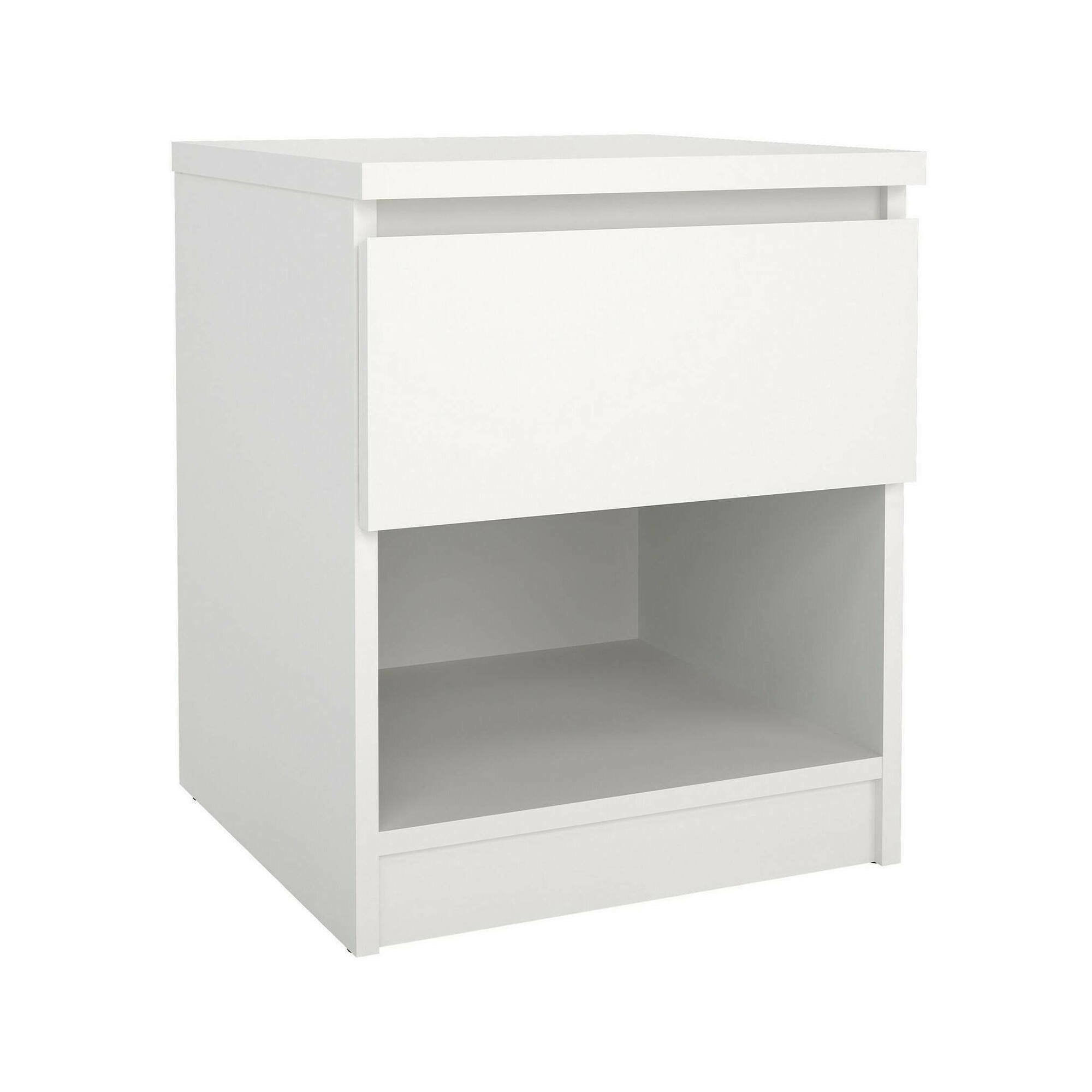 Comodino Scolastica, Comò basso, Tavolino da notte, Mensola da letto, 40x40 h50 cm, Bianco