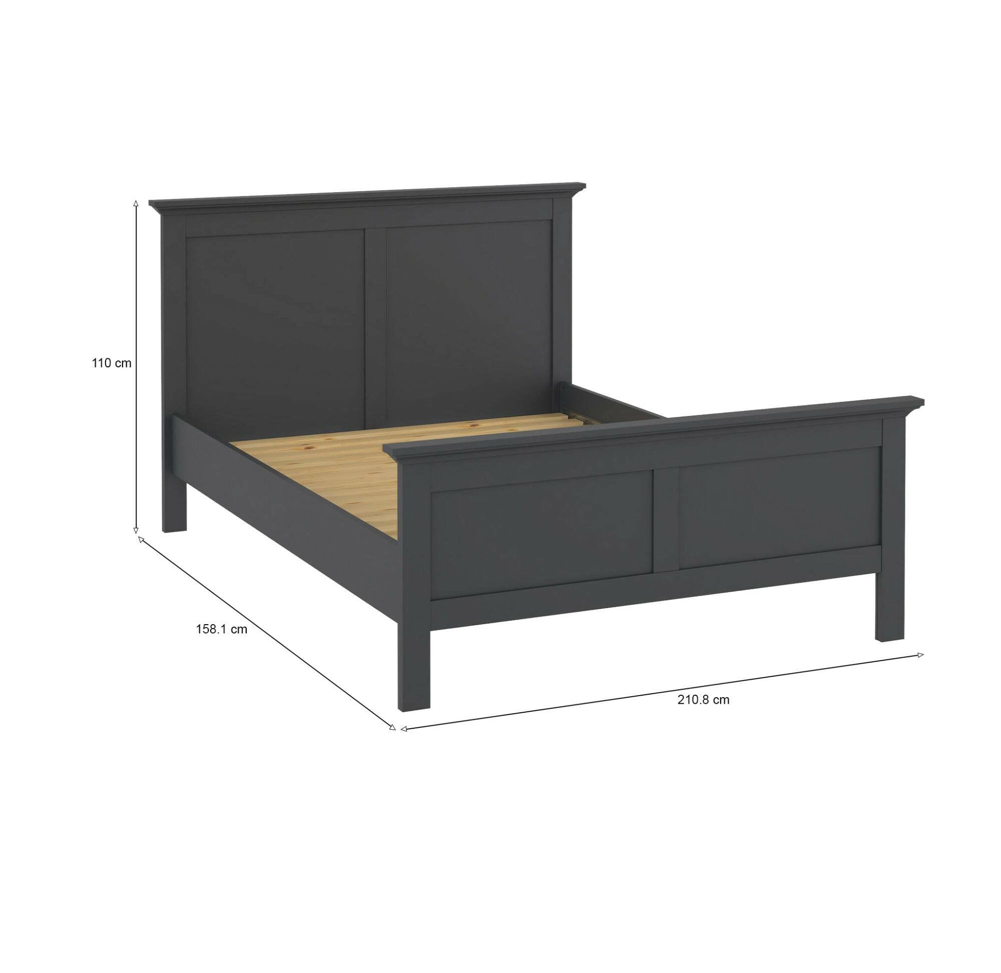 Letto singolo Arcevia, Sommier per camera da letto, Giroletto per stanza, Struttura porta materasso, 201x158 h110 cm, Grigio