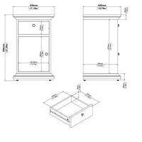 Comodino Mauricette, Comò basso, Tavolino da notte, Mensola da letto, 44x40 h70 cm, Bianco