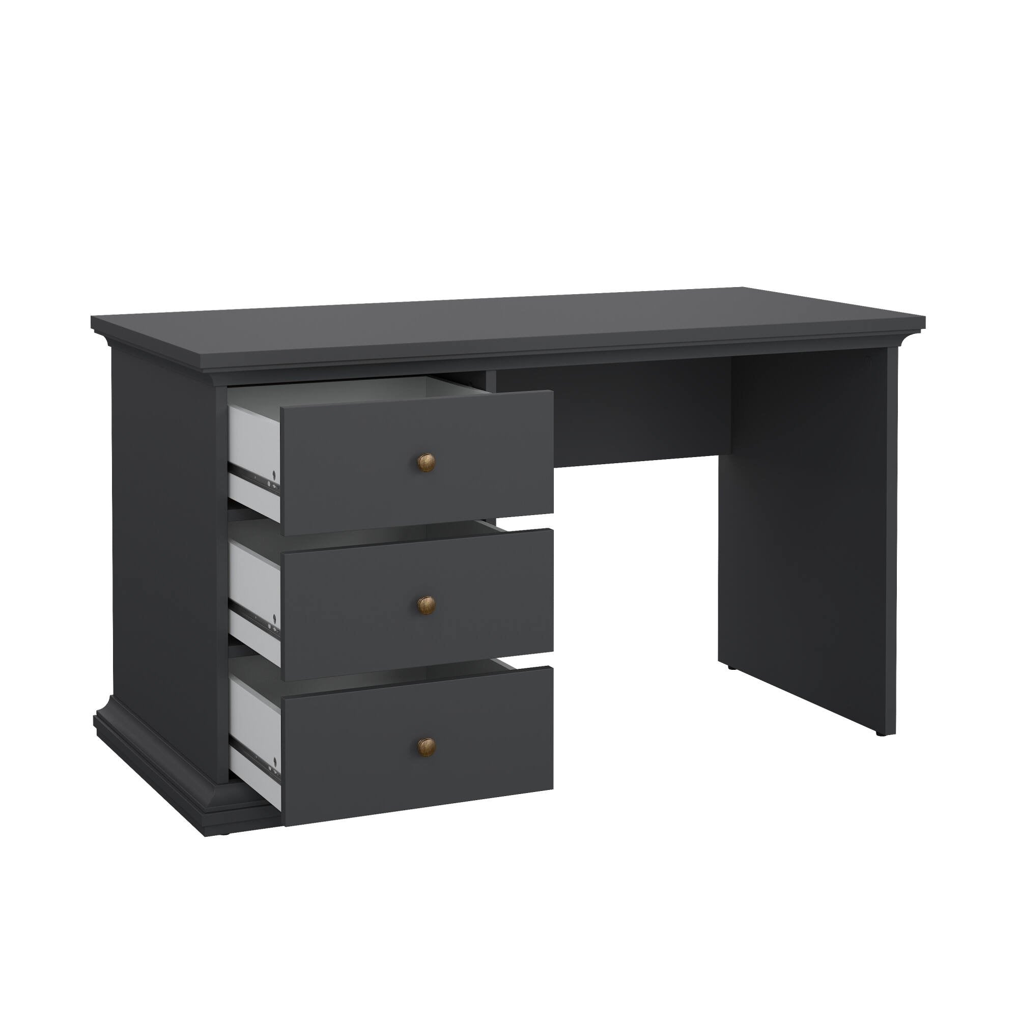 Scrivania Agia, Scrittoio multiuso, Tavolo per ufficio porta PC, Piano di lavoro, 130x62 h74 cm, Grigio