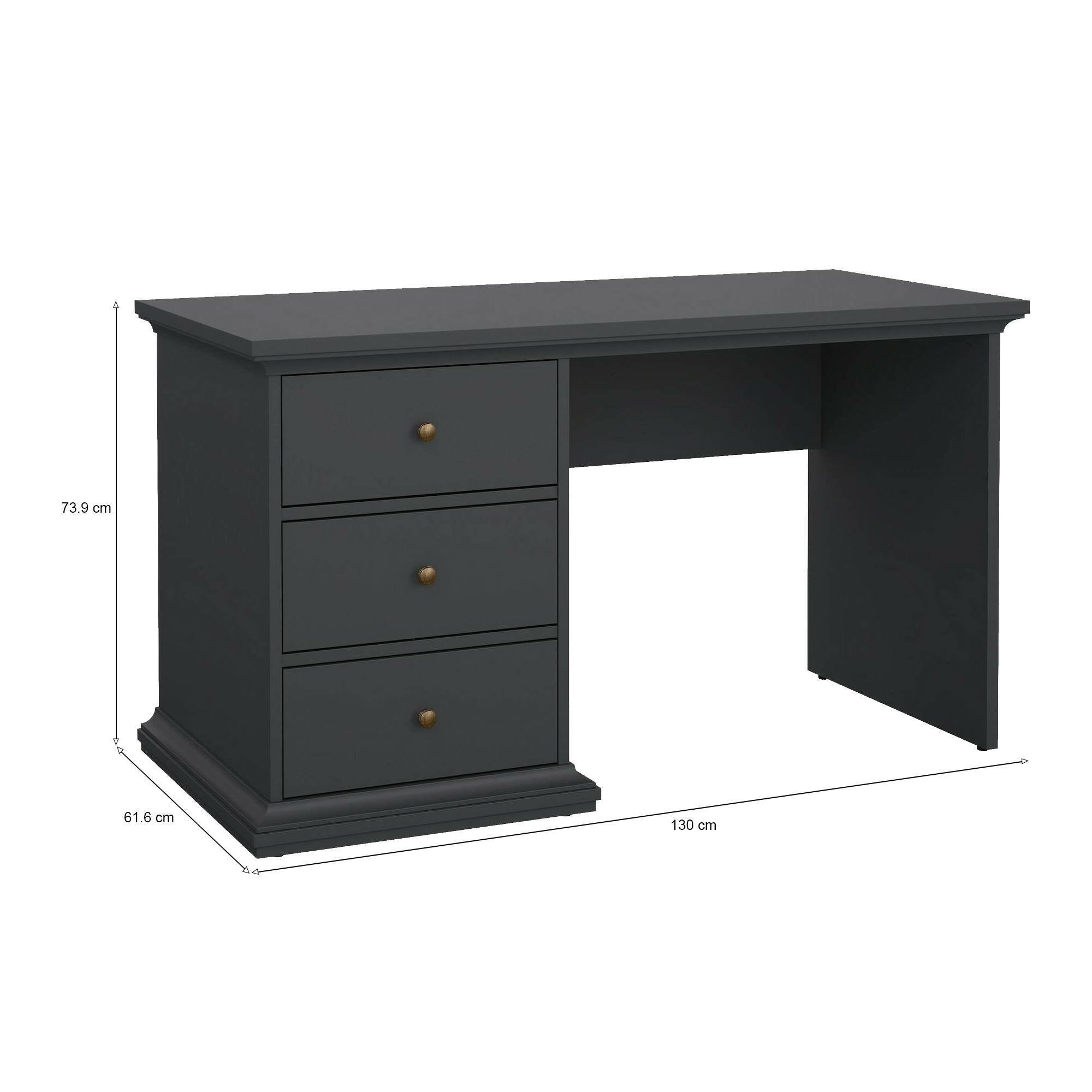 Scrivania Agia, Scrittoio multiuso, Tavolo per ufficio porta PC, Piano di lavoro, 130x62 h74 cm, Grigio