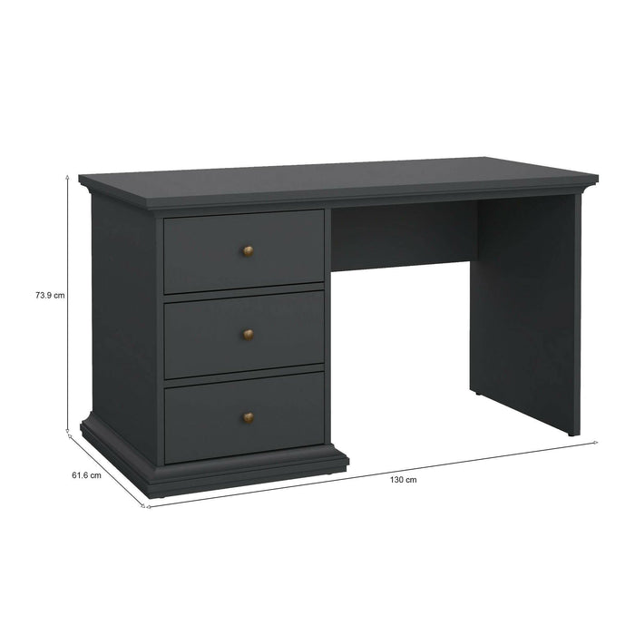 Scrivania Agia, Scrittoio multiuso, Tavolo per ufficio porta PC, Piano di lavoro, 130x62 h74 cm, Grigio