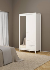 Guardaroba 2 ante Lagertha, Mobile camera da letto, Cabina armadio portabiti, Armadio appendiabiti, 102x58 h199 cm, Bianco