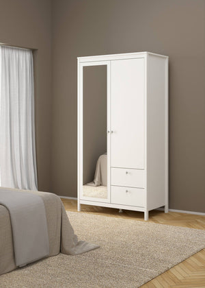 Guardaroba 2 ante Lagertha, Mobile camera da letto, Cabina armadio portabiti, Armadio appendiabiti, 102x58 h199 cm, Bianco