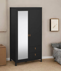 Guardaroba 2 ante Lagertha, Mobile camera da letto, Cabina armadio portabiti, Armadio appendiabiti, 102x58 h199 cm, Nero