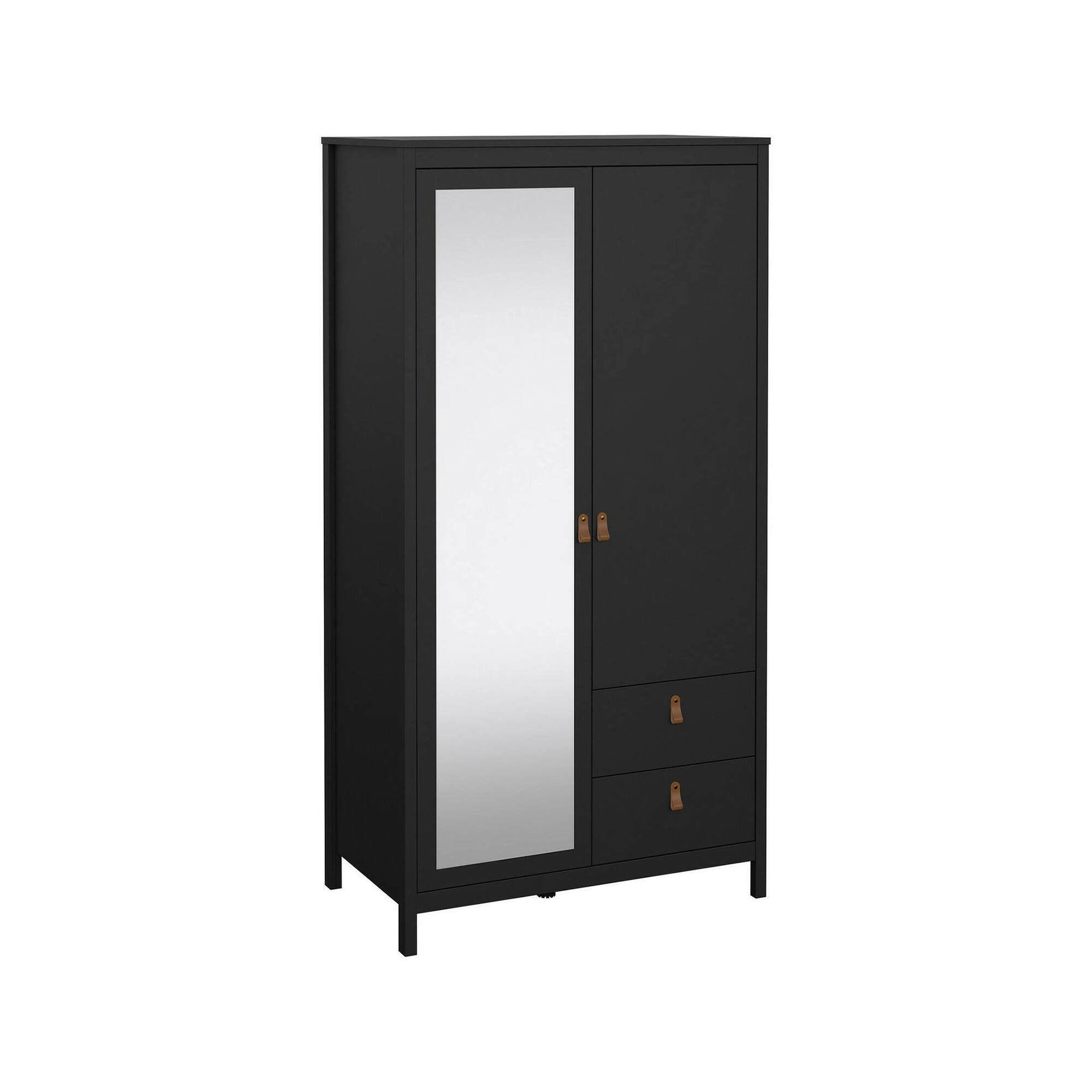 Guardaroba 2 ante Lagertha, Mobile camera da letto, Cabina armadio portabiti, Armadio appendiabiti, 102x58 h199 cm, Nero