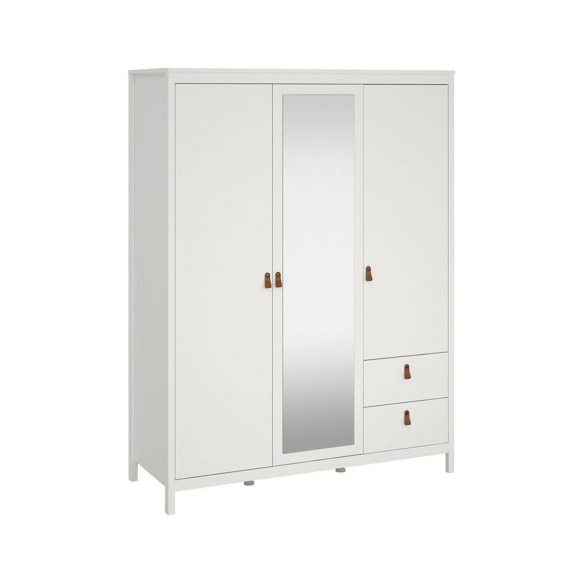 Guardaroba 3 ante Rufina, Mobile camera da letto, Cabina armadio portabiti, Armadio appendiabiti, 150x58 h199 cm, Bianco